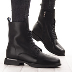 Skórzane trzewiki damskie Filippo DBT7222/25 BK czarne ocieplone