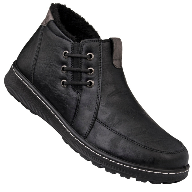 Czarne Botki damskie Potocki 90349BK ocieplone na haluksy wygodne