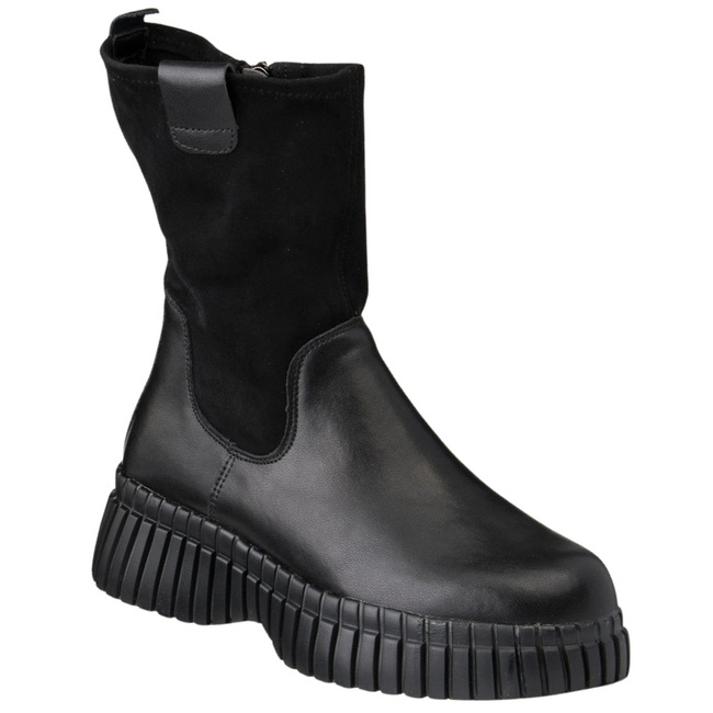 Czarne botki damskie Filippo DBT7163/25 BK skórzane ze stretchem