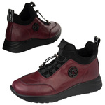 Bordowe Botki na platformie damskie Filippo DBT7168/25 BG skórzane