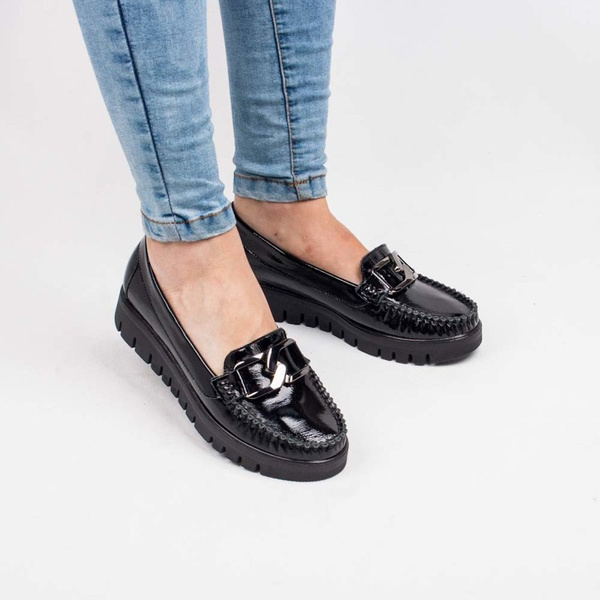 Mokasyny Lemar 10134 naplak czarny + cn