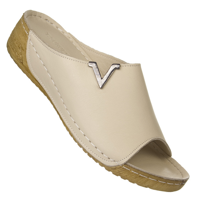 Klapki damskie beżowe T.Sokolski HH L211 Beige skórzane komfortowe