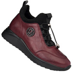 Bordowe Botki na platformie damskie Filippo DBT7168/25 BG skórzane