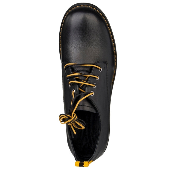 Czarne Półbuty damskie wiązane Venezia V472-01502-01BLA skórzane glany