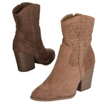 Ażurowe botki na obcasie S. Barski HY52-514 coffee beżowe kowbojki