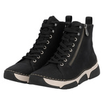 Czarne botki sportowe damskie Rieker 45920-01 ocieplone sneakersy