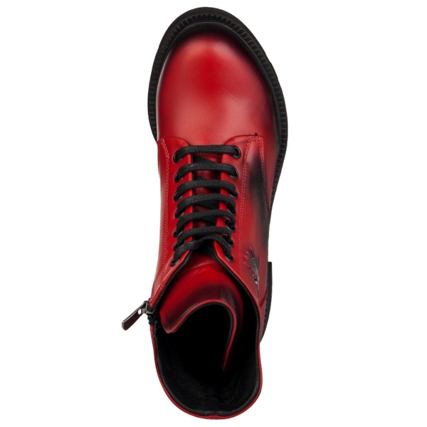 Czerwone Botki skórzne damskie Artiker 53C1123 red zimowe