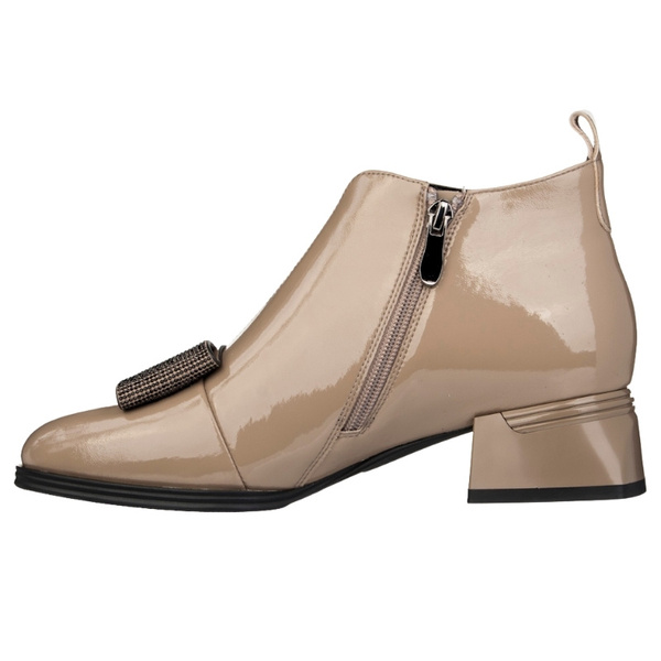 Botki lakierowane damskie Artiker 57C1035 beżowe skórzane ocieplone