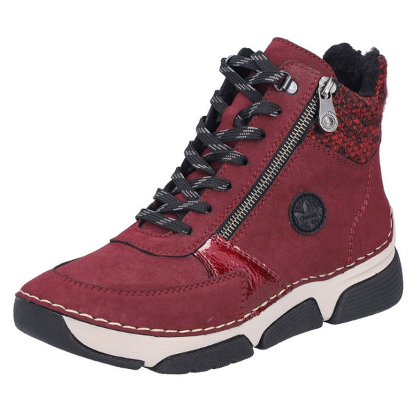 Czerwone sneakersy zimowe botki Rieker 45960-35 red skórzane 