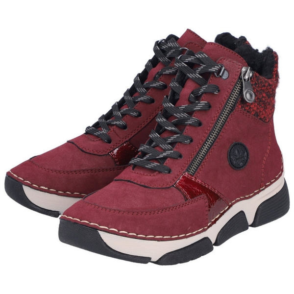 Czerwone sneakersy zimowe botki Rieker 45960-35 red skórzane 