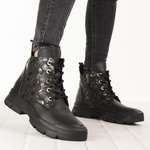 Botki czarne damskie skórzane Artiker 57C2179 ocieplane trzewiki zimowe