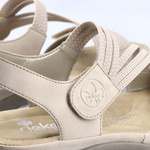Sandały damskie na rzepy beżowe Rieker 64870-62 Beige z gumkami