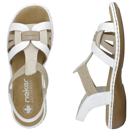 Sandały płaskie sportowe damskie Rieker 65918-81 white białe