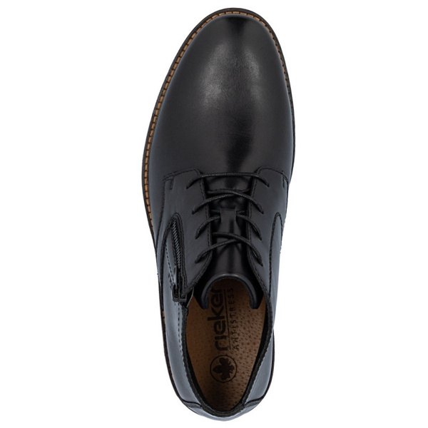 Skórzane Trzewiki męskie Rieker 14609-00 czarne przejściowe botki wiązane