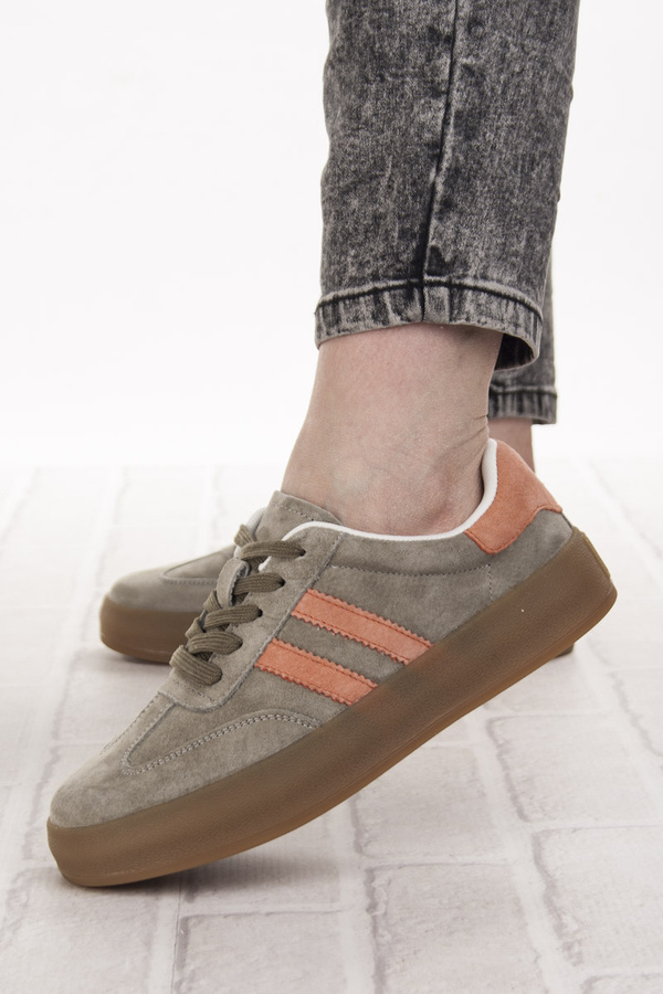 Szare sneakersy damskie Filippo DP6764/25 KH OR buty sportowe skórzane