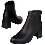 Skórzane Botki damskie Artiker 57C0007 z ozdobnym obcasie ocieplone