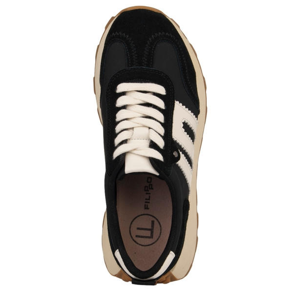 Czarne sneakersy na platformie damskie Filippo DP6743/25 BK skórzane