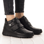 Skórzane Botki damskie na rzepy Helios 783/011 czarne na haluksy POLSKIE