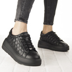 Czarne sneakersy na platformie damskie skórzane Filippo DP7285/25 BK