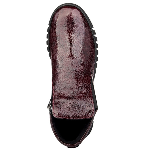 Lakierowane Botki na zamek damskie Artiker 57C2165 bordowe skórzane