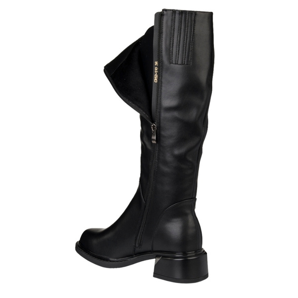 Kozaki damskie skórzane D&A by S.Barski CR52-110 black czarne