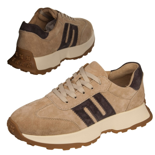 Beżowe sneakersy zamszowe Venezia V408-00396 skórzane sportowe