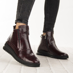 Lakierowane Botki na zamek damskie Artiker 57C2165 bordowe skórzane