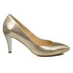 Złote czółenka skórzane Kotyl 744 złoty ef buty ślubne 