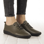 Zielone półbuty skórzane T. Sokolski 2023 Khaki wiązane buty damskie