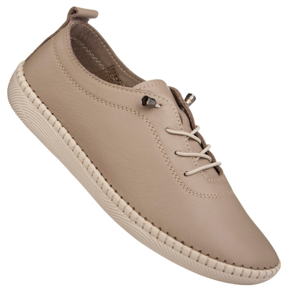 Beżowe półbuty skórzane T. Sokolski 2023 vizon wiązane buty damskie