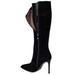 Zamszowe Kozaki na szpilce damskie S.Barski CR52-668 czarne ocieplone