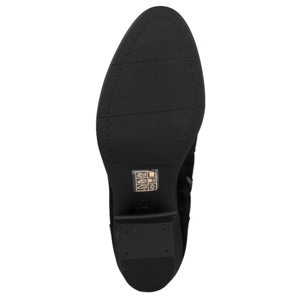 Zamszowe botki damskie Potocki 12751BK czarne ocieplone wygodne