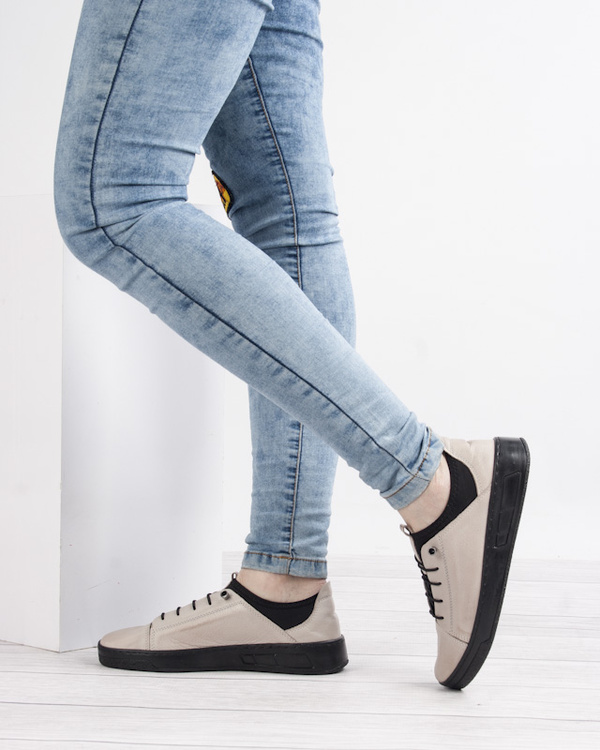 Półbuty damskie skórzane T. SOKOLSKI AMI W26-151 szare wygodne