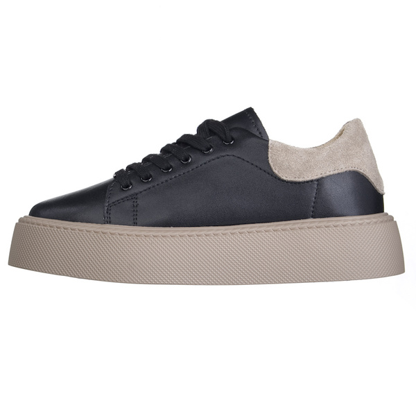 Czarne sneakersy damskie Filippo DP6119 BK BE skórzane na platformie