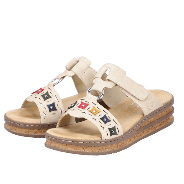 Klapki damskie Rieker 62924-60 beige beżowe