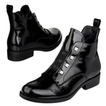 Eleganckie Botki lakierowane S.Barski HY52-527 czarne ocieplone