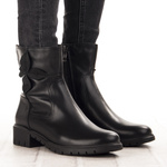 Skórzane Botki damskie Bioeco Arka 7969 czarne eleganckie ocieplone