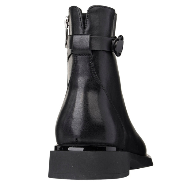 Czarne eleganckie botki damskie Filippo DBT7357/25 BK skórzane ocieplone