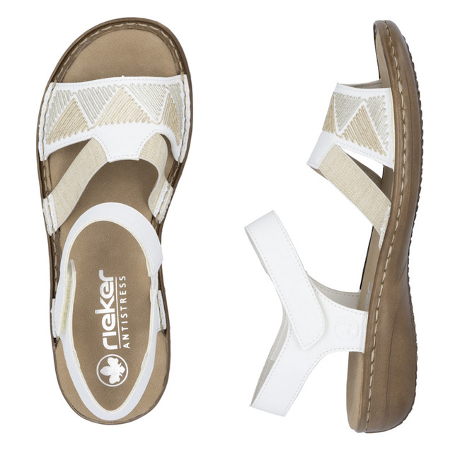 Sandały na rzepy damskie wygodne Rieker 608C4-80 białe