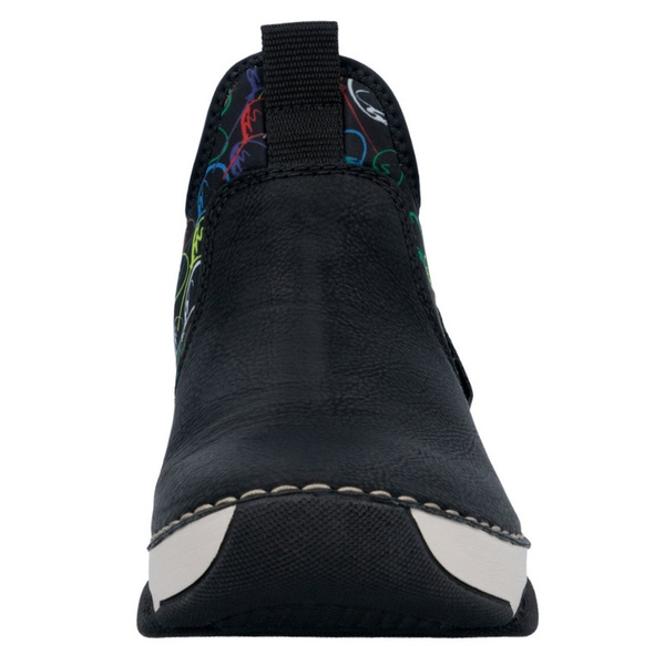 Czarne wsuwane botki damskie Rieker 45957-00 black baloniki skórzane