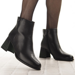 Skórzane Botki damskie Artiker 57C0007 z ozdobnym obcasie ocieplone