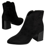 Zamszowe Botki damskie D&A S.Barski MR52-131 czarne ocieplone