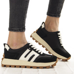 Czarne sneakersy na platformie damskie Filippo DP6743/25 BK skórzane