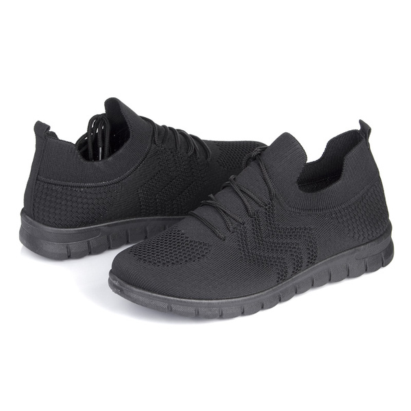 Sneakersy materiałowe damskie Potocki 16329BK czarne buty sportowe