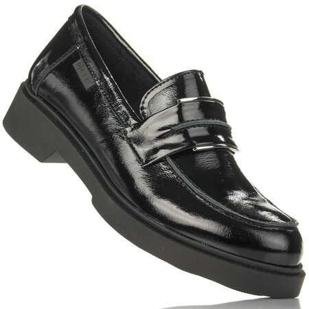 Półbuty skórzane damskie Nessi 24601 czarne