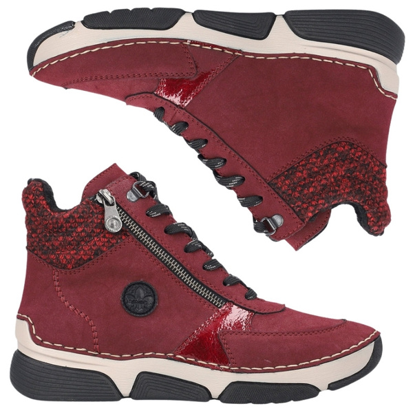 Czerwone sneakersy zimowe botki Rieker 45960-35 red skórzane 