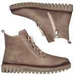 Beżowe botki damskie skórzane Artiker 55C1527 ocieplane trzewiki zimowe