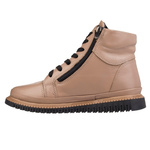 Skórzane Botki damskie Artiker 54C0786 capuccino beżowe ciepłe