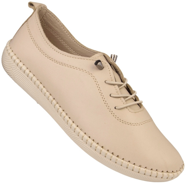 Beżowe półbuty skórzane T. Sokolski 2023 beige wiązane buty damskie