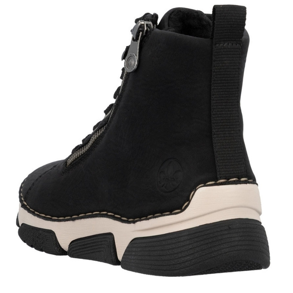 Czarne botki sportowe damskie Rieker 45920-01 ocieplone sneakersy